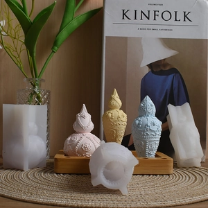 Silicone candle molds for vintage embossed potion bottles in various macaron colors