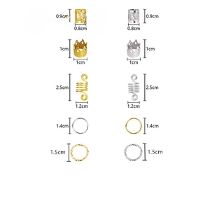 Set da 110 pezzi di anelli per capelli e perline dreadlock in oro e argento per trecce