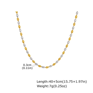 Detailed size and weight specs for titanium steel 3mm beaded necklace 40+5cm length