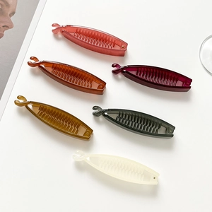 Simple Plastic Banana Hair Clip For Women Elegant High Ponytail Holder Vertical Hair Clamp Non-Slip Resin Hair Accessory