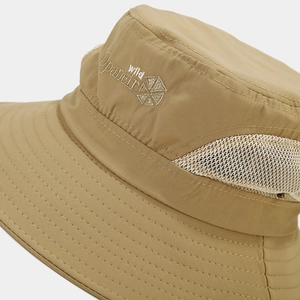 Khaki Outdoor-Sonnenhut mit breiter Krempe und atmungsaktivem Mesh-Einsatz