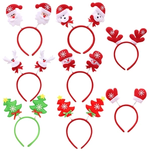 Set of 8 Christmas headbands featuring Santa, reindeer, and tree designs for holiday parties