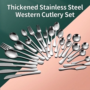 410 Stainless Steel Flatware Cutlery Mirror Polished Thickened Elegant Western Dining Steak Knife Fork Spoon Hotel Home