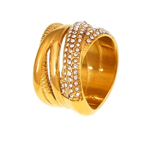 Multi Layer Wrap Ring For Women Titanium Steel Woven Cross Design With Pave Cubic Zirconia Diamonds Chic Luxury Jewelry