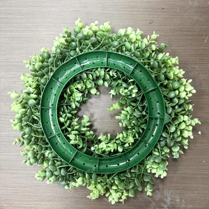 Detail view of the back support structure of the artificial money leaf wreath for hanging