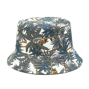 Chapeau de soleil réversible pour femmes avec imprimé palmier tropical et large bord été
