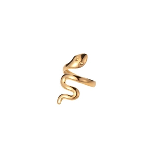 Polished gold snake shaped adjustable open ring made of durable stainless steel