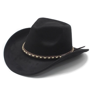 Vintage Western Cowboy Hat Suede Wide Brim Fedora With Braided Leather Band Retro Jazz Hat For Men Women