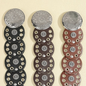 Western style concho belts in black, dark brown and light brown leather for women