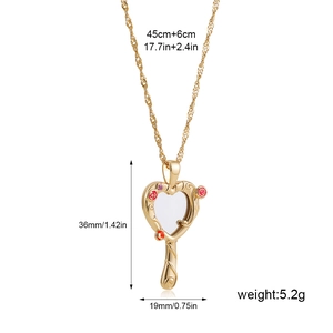 Y2K gold heart rose necklace with 45cm chain length and 36mm pendant size specifications