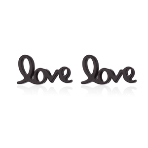 Minimalist black Love letter stud earrings in vintage gothic style for women and men