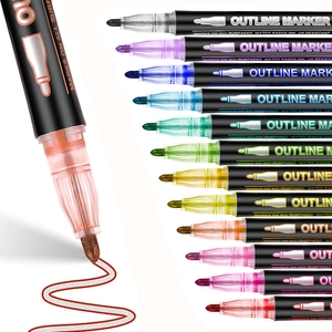 Set of 12 double line outline markers for DIY glitter drawing and artistic lettering