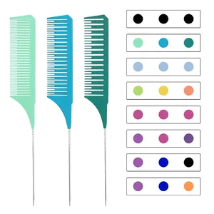 Set di 3 pettini per tintura professionali con coda in acciaio in vari colori