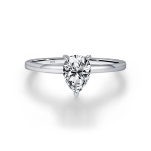 Elegant S925 sterling silver ring with a pear-cut moissanite stone on a white background