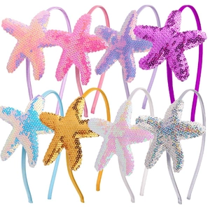 Starfish Headband Sequin Glitter Ocean Theme Hair Hoop For Girls Party Princess Hair Accessories Shiny Decorative