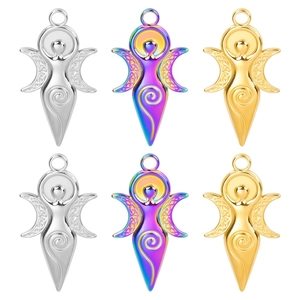 Spiral Goddess Pendant Stainless Steel Triple Moon Celtic Knot Wiccan Pagan Jewelry For Women DIY Necklace Accessory