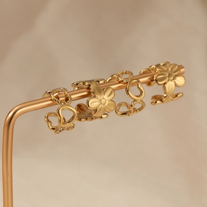 Stainless Steel Ear Cuffs Hollow Heart Flower Design Waterproof Non Pierced Earrings Gold Silver Plated Jewelry