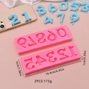 2Pcs 0-9 number silicone cake mold with vintage embossed patterns for DIY baking