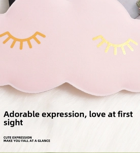 Pink cloud sleep mask with cute golden eyelash print soft breathable eye cover for rest