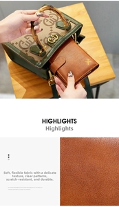 Close-up of brown litchi grain leather passport wallet with gold airplane logo and RFID protection