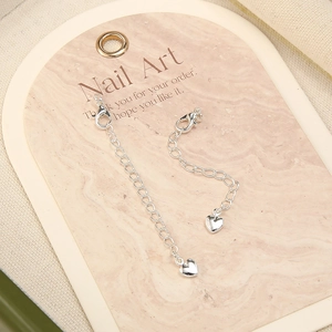 Silver 18k plated necklace extension chain with lobster clasp and heart pendant