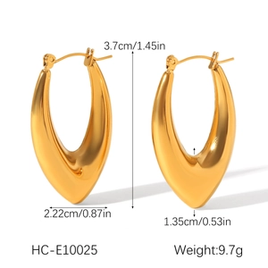 Detailed size specifications for teardrop gold-plated stainless steel chunky earrings