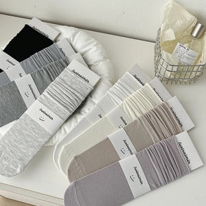 Japanese style solid cotton slouch socks in seven soft colors for women and maternity