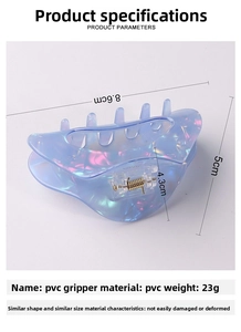 Pince à cheveux irisée en PVC aux couleurs bonbon avec dimensions précises 8,6 cm