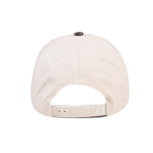 Adjustable snapback closure on back of leopard print accent cotton baseball cap