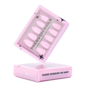 Set di 30 unghie finte a mandorla rosa perlato in elegante confezione con finestra