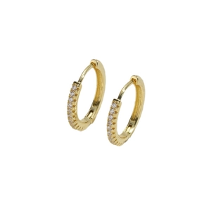 14K gold plated hoop earrings with white zircon minimalist style for women daily wear