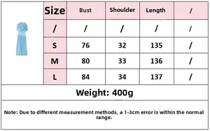 Size guide for light blue sleeveless mesh dress with bust and length measurements