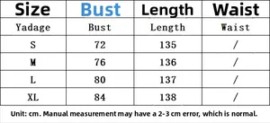 Size chart for sleeveless maxi dress with bust and length measurements in centimeters