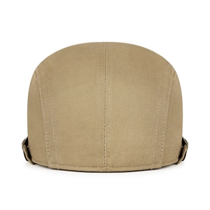 Béret plat classique kaki en sergé de coton avec coutures arrière et boucles latérales