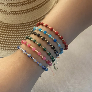 Bohemian Handmade Natural Stone Seed Bead Bracelet Woven Adjustable Ethnic Jewelry Accessory For Women