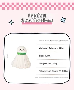 Spécifications de la peluche volant de badminton avec détails de taille et de matière