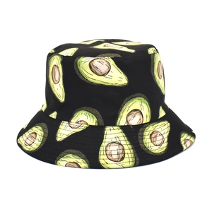Bob noir avec imprimé avocat en coton respirant pour une protection solaire efficace