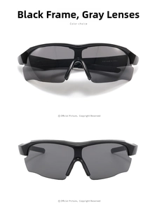 Detail shot of black sports cycling sunglasses with S189 model code on inner temple