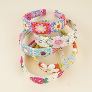 Handmade crochet headbands set with floral and strawberry patterns for women