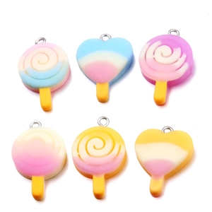 Resin Lollipop And Popsicle Charms Colorful Cartoon DIY Jewelry Making Accessories For Keychains Bags Earrings Novelty