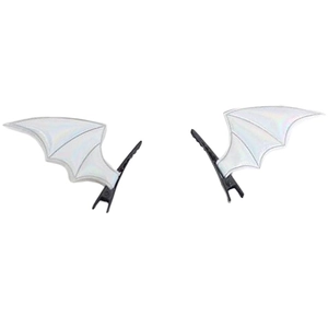 Iridescent white bat wing hair clips in a pair for Halloween Gothic Lolita style