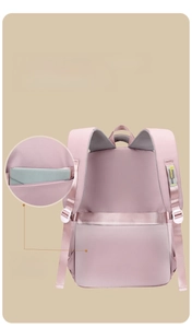 Pink travel backpack featuring hidden anti-theft back pocket for wallets and large capacity