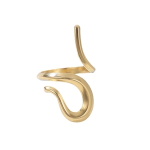 Minimalist irregular geometric spiral open ring in polished gold finish for women