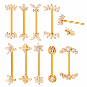 G23 Titanium Nipple Rings Cubic Zirconia Butterfly Flower Body Piercing Jewelry For Women Fashion Barbell Piercing
