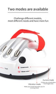 Detail of lie detector toy with electric shock and vibration mode selection switches
