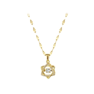 Elegant gold hexagram necklace featuring a dancing star pendant on a twisted chain