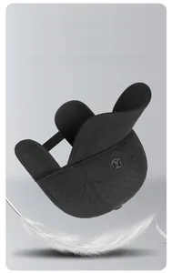 Detail of winter quilted baseball cap for men featuring warm ear flaps and light padding