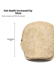 Dettaglio della coppola beige che mostra la trama in cotone lino e profondità 10cm
