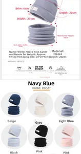 Detailed size chart and multi-color display for kids winter fleece hat and neck warmer set