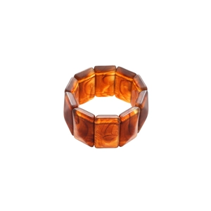 Elegant acrylic stretch bracelet with amber tortoiseshell marble pattern on white background